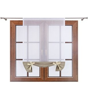 Uroczy panel z woalu dół matowy i kokardki Demi II beżowo szary