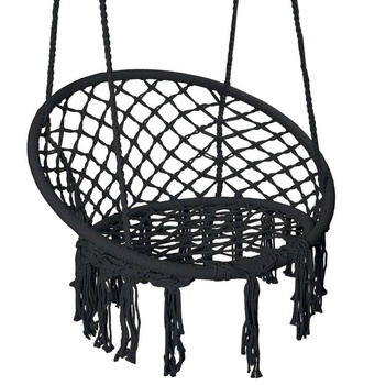 Huśtawka ogrodowa bocianie gniazdo fotel wiszący Boho do domu i ogrodu czarny