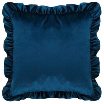 Urocza poszewka welurowa aksamitna z falbanami na poduszkę granatowa