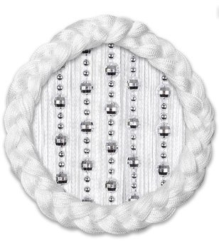 Makaron sznurki z koralikami biały z srebrnymi kulkami