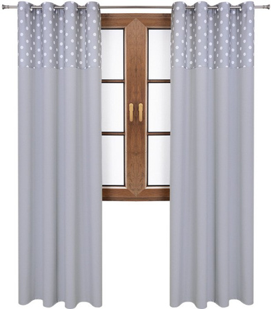 Zasłona jasno szara matowa  duo groszki Rubi 2 wzór E1 kropki