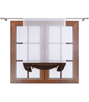 Uroczy panel z woalu dół matowy i kokardki Demi II gorzka czekolada