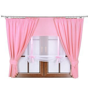 Komplet dwie zasłony panel z kokardkami Vigo III pastelowy różowy