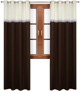 Zasłona duo z gipiurą Ligia ecru gorzka czekolada wzór 4