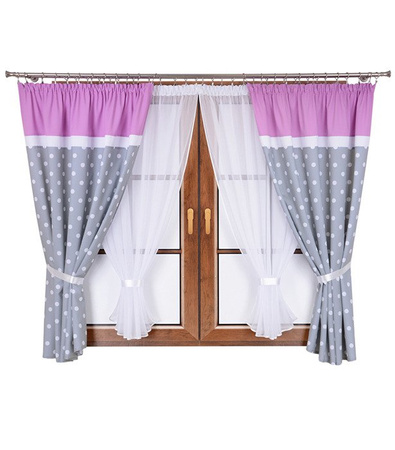 Zestaw dziecięcy zasłony w groszki firany z woalu Mika II wzór 6 kropki