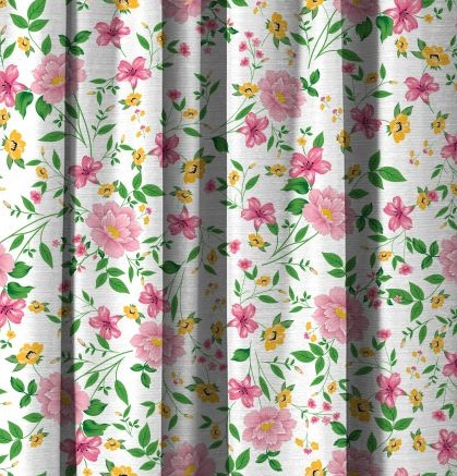 Zasłona Glam aksamitna welurowa biała w śliczną kolorowa łąkę G23 welwet