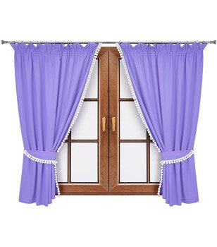Komplet zasłon fioletowych z pomponami Lilo 16 wzór 7