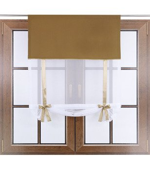 Uroczy panel ekran z woalu Vigo z kokardkami brązowy