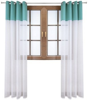 Firana duo z woalu i tkanina matowa turkusowa Inez II