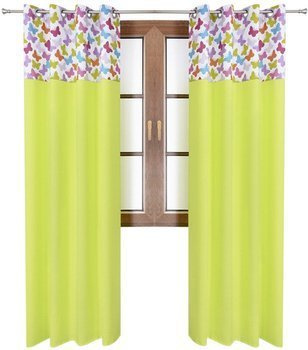 Zasłona limonkowa matowa  duo motylki Rubi 2 wzór P1