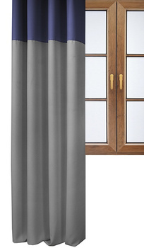 Stylowa zasłona duo szara z pasem na górze granatowym Massa Sale S12