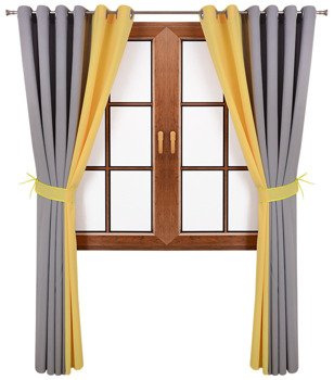 Komplet zasłon szarych duo żółte Areta II wzór 1