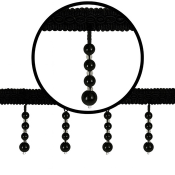 Dekoracyjna taśma z koralikami perłami do firan i zasłon obrusów perełki czarne