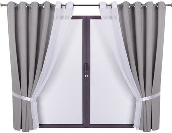 Zasłona gładka matowa duo z woalem i podwiązką Areta V