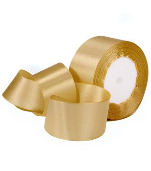 Wstążka atłasowa taśma szeroka lamówka do firan i zasłon złota