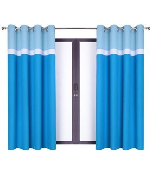 Urocza zasłona trio niebieska pas biały błękitny Maiko wzór 10
