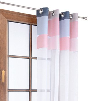 Firana duo z białego woalu i tkaniny w koła Rubi 3 wzór F2