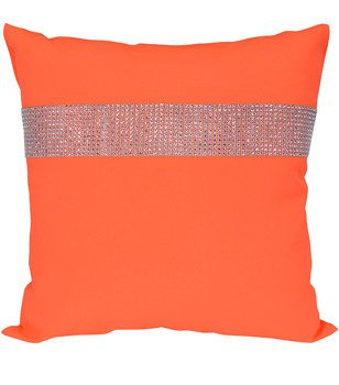 Poszewka dekoracyjna ozdobiona cyrkoniami neonowy pomarańcz