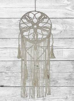 Makrama dekoracja boho ozdoba wisząca sznurkowa na ścianę  beżowa