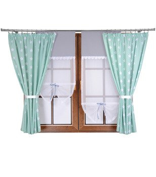 Komplet zasłon i uroczych paneli z gipiurą Gloria II wzór 1