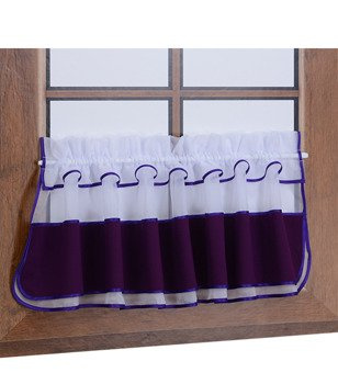 Zazdrostka z woalu i tkaniny matowej bakłażanowa Bari z falbanką