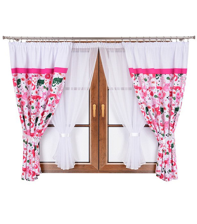 Zestaw dziecięcy zasłony w kotki firany z woalu Mika II wzór 10