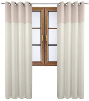 Stylowa zasłona duo ecru z pasem na górze kremowym Massa