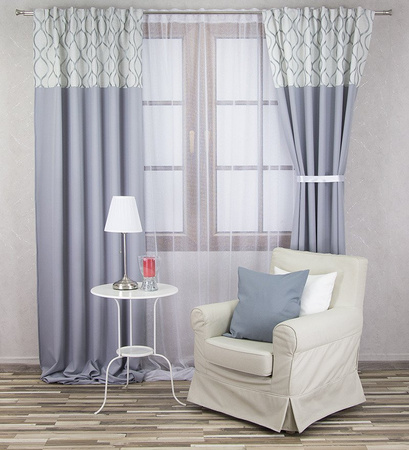 Zasłona ciemno fioletowa duo z lśniącym wzorem Bona 2 wzór 6