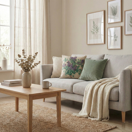 Poszewka dekoracyjna gobelinowa z motywem kwiatów bzu