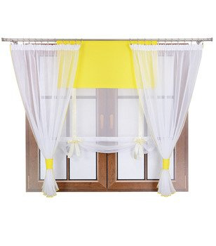 Komplet 2 firany panel z kokardkami Vigo II jaskrawy żółty