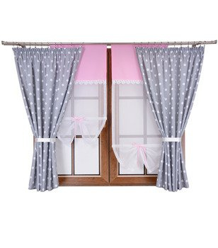 Komplet zasłon i uroczych paneli z gipiurą Gloria II wzór 7