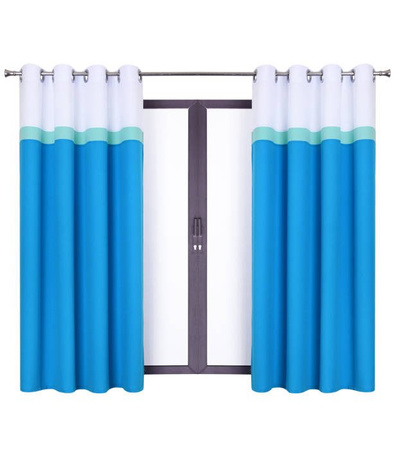 Urocza zasłona trio niebieska pas turkus biały Maiko wzór 3