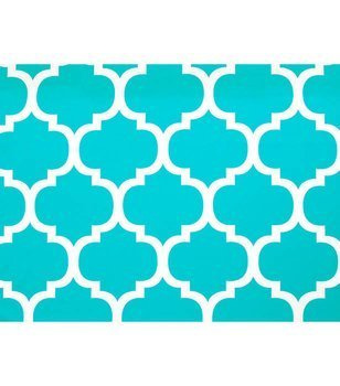 Materiał na metry z nadrukiem turkusowe maroko wzór A4 na zasłony