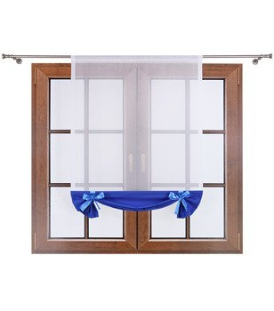 Uroczy panel z woalu dół matowy i kokardki Demi II szafirowy