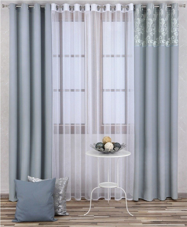 Zasłona duo z lśniącym wzorem Lumeco 2 wzór 7 ciemno beżowa