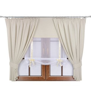 Komplet dwie zasłony panel z kokardkami Vigo III chłodny beżowy
