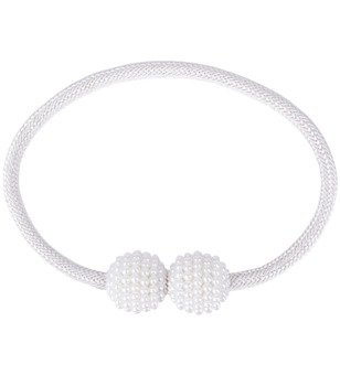 Spinka klamra  magnetyczna z perełkami wzór 2 Biały