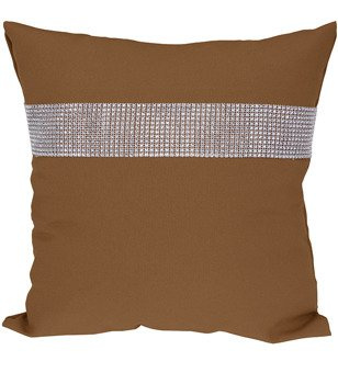 Poszewka dekoracyjna ozdobiona cyrkoniami brązowa