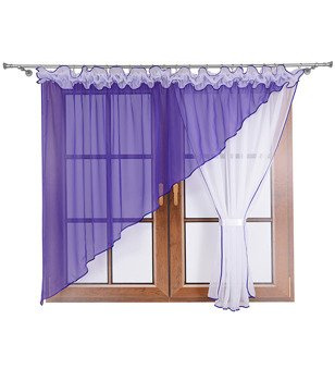Asymetryczna firana kokon z woalu Goya duo ciemny fiolet