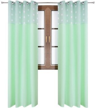 Zasłona miętowa matowa  duo gwiazdki Rubi 2 wzór R1