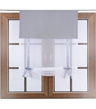 Uroczy panel ekran z woalu Vigo z kokardkami szary