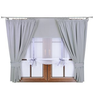 Komplet dwie zasłony panel z kokardkami Vigo III jasny szary