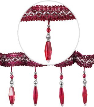 Dekoracyjna taśma z koralikami do firan i zasłon wzór 14 bordowy