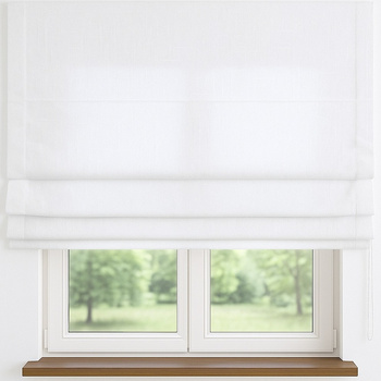 Roleta rzymska biała lniana struktura lnu elegancki naturalny batyst len