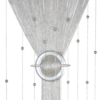 Makaron sznurki srebrna nić z koralami biały