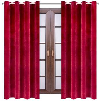 Elegancka zasłona welurowa welwet czerwony zaciemniająca welur aksamitny
