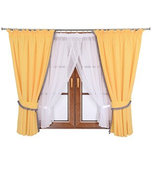 Komplet 2 zasłony z pomponami firana z woalu Lilo 9 wzór 2