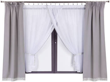 Elegancki komplet zasłon matowych i firan ozdobionych cyrkonią Mona VIII