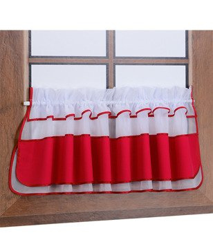 Zazdrostka z woalu i tkaniny matowej czerwona Bari z falbanką