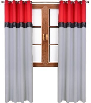 Zasłona matowa Ariel II jasno szara pas czerwony z cyrkoniami